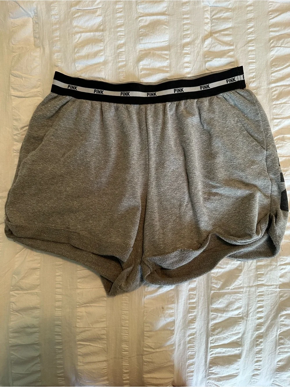 PINK Victoria’s Secret Gray Logo Waistband Dolphin Lounge Shorts S
